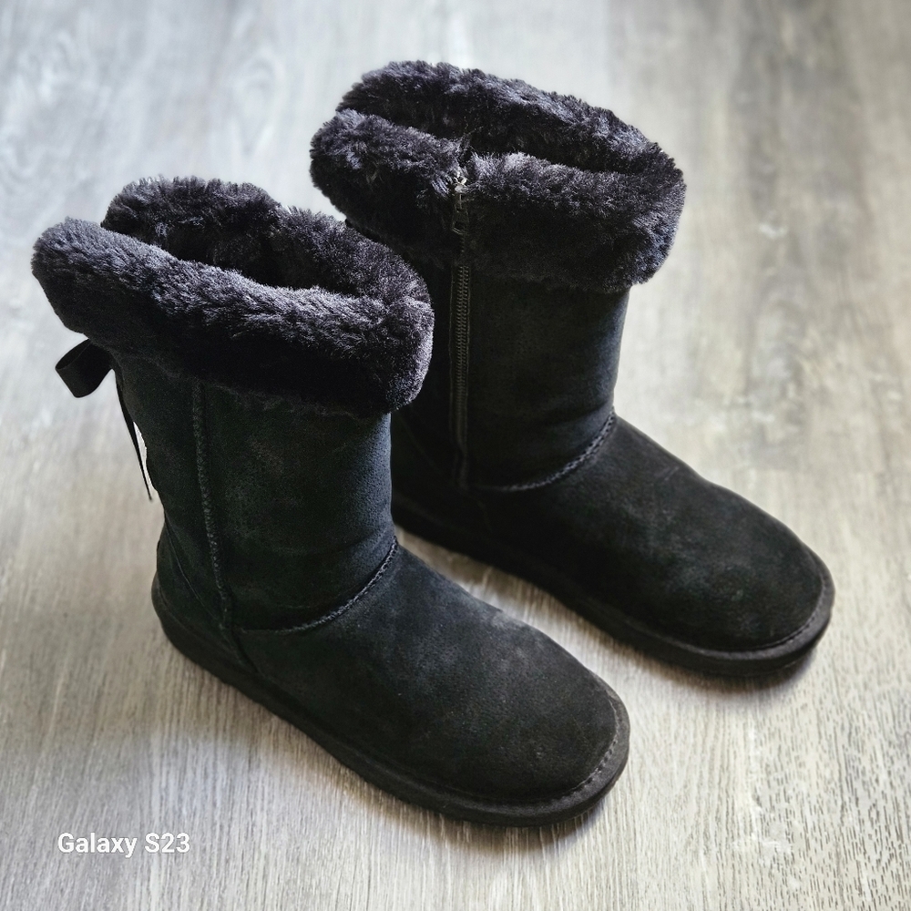 Lamo Adele Tall Black Boots Suede Water And Stain Resistant Women Size 9